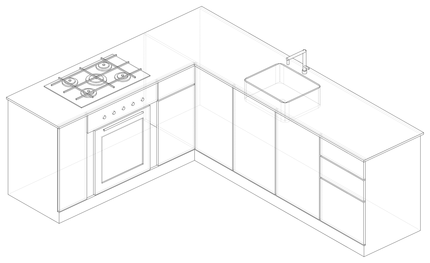 Vista de conjunto de la cocina a la medida